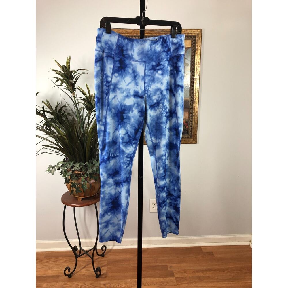 Avia Activewear Leggings Girls Size XL Blue Whiteβ Tie-Dye Gym Wear High Waisted